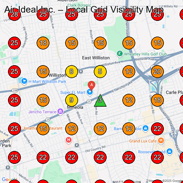 Air Ideal Inc. GeoGrid visibility map for Hvac Contractor in None